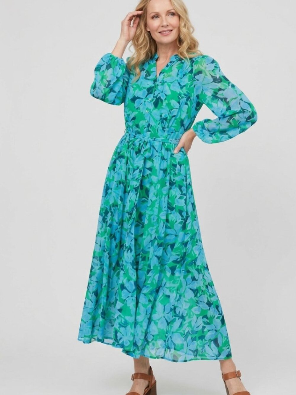 Nina Leonard Chiffon Maxi Dress Size XL
